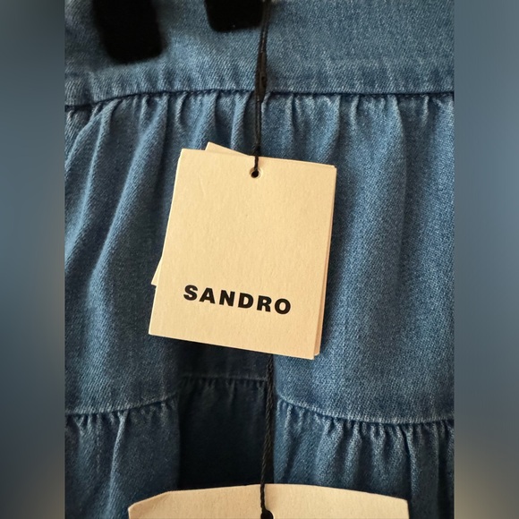 SANDRO Fanfan Tiered Denim Mini Skirt Size 38 New with tags US 6 - Picture 13 of 16